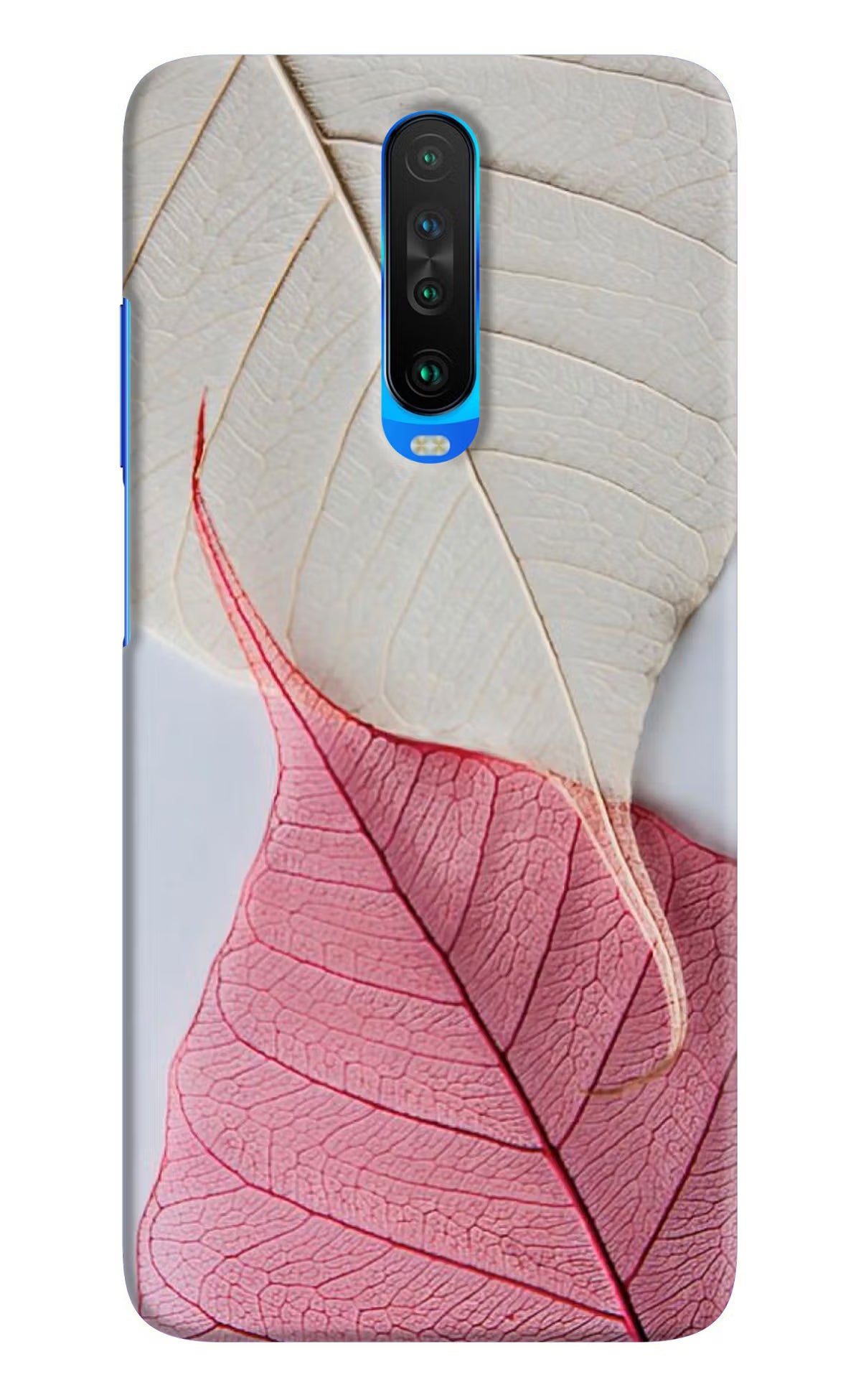 White Pink Leaf Poco X2 Hard Case Back Cover by Casekaro