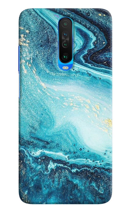 Blue Glitter Marble Poco X2 Hard Case Back Cover by Casekaro