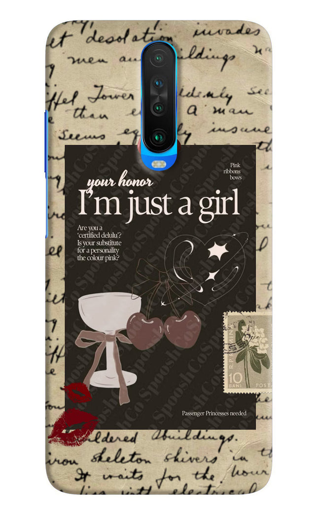 I am just a girl Poco X2 Hard Case Back Cover by Casekaro