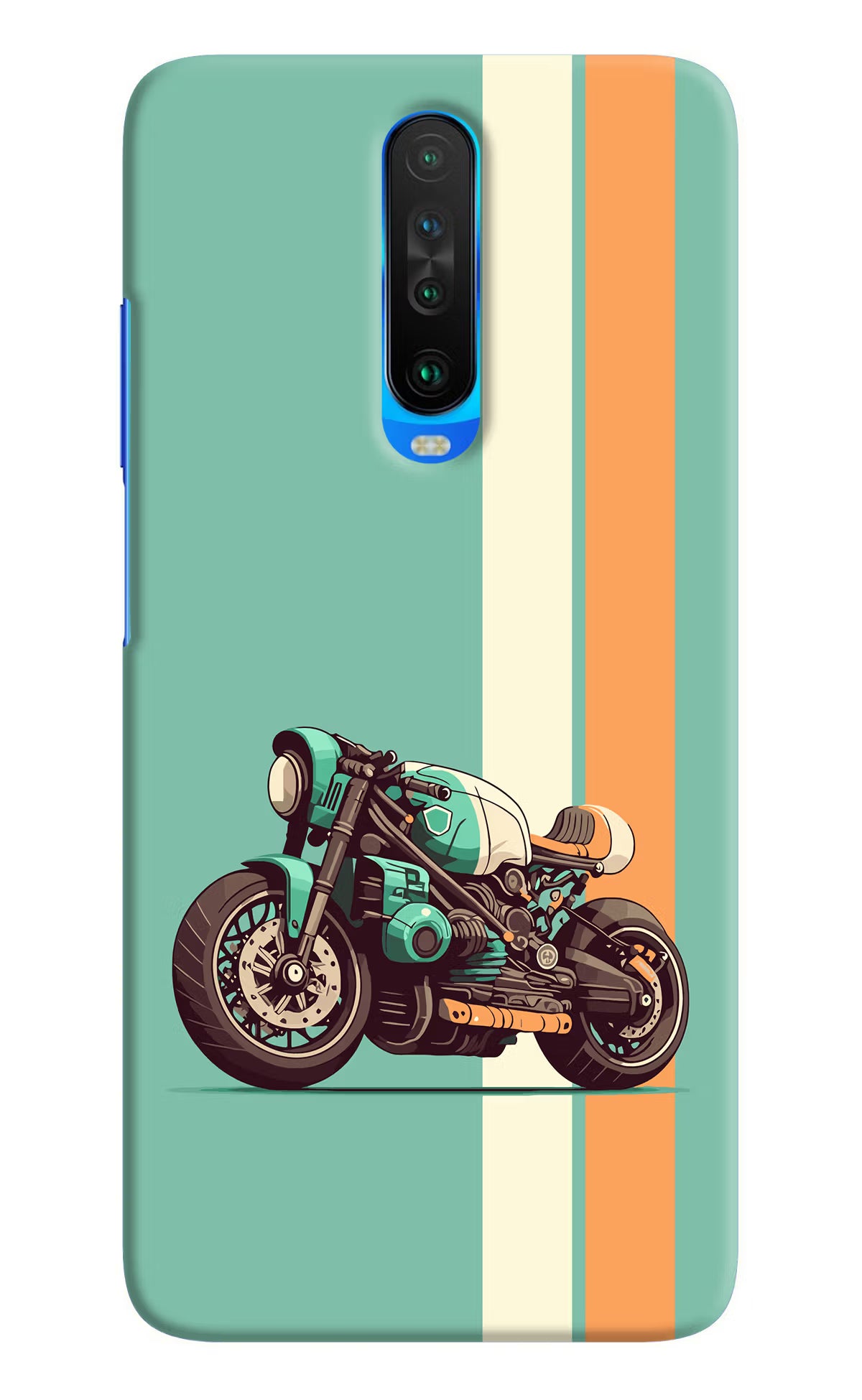 Striped Moto Drift Poco X2 Hard Case Back Cover by Casekaro