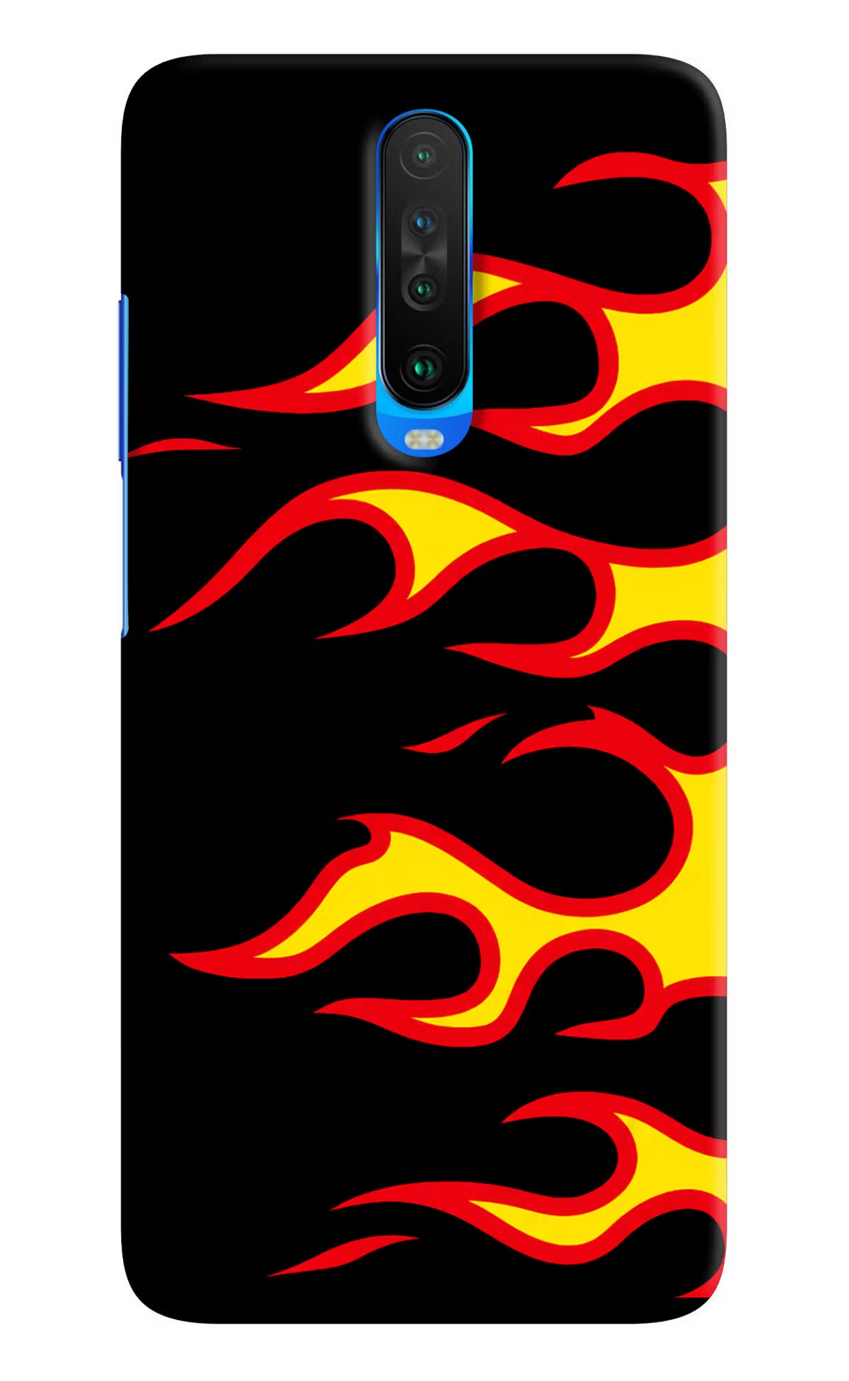 Side Sweep Flames Poco X2 Hard Case Back Cover by Casekaro