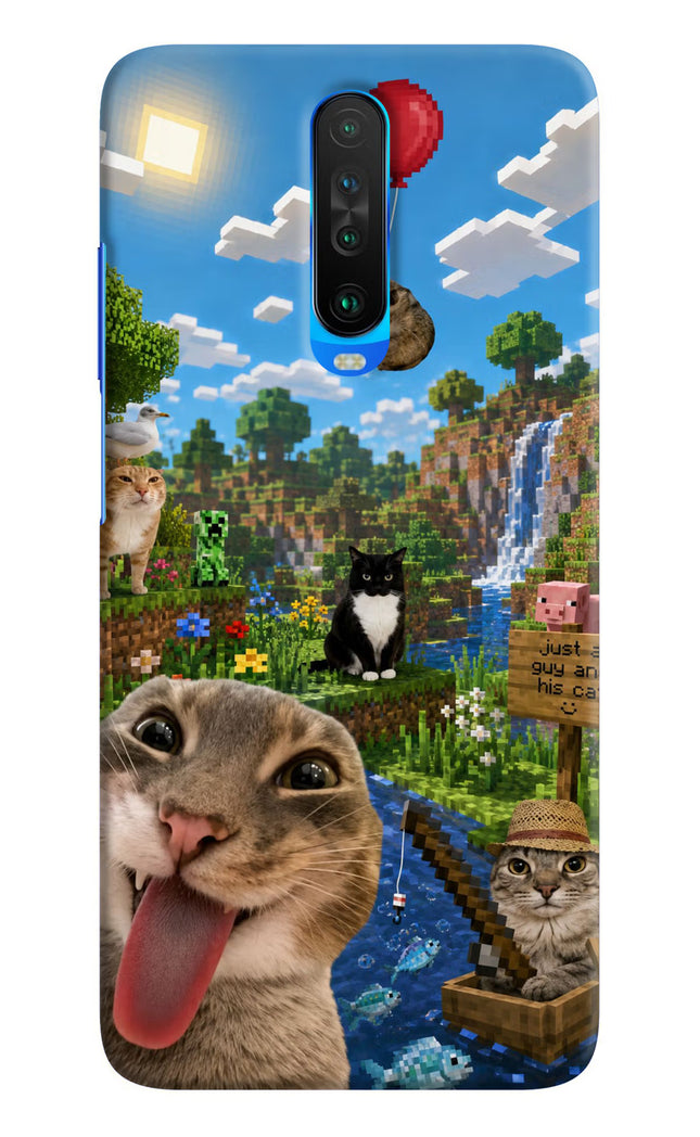 Minecraft Cat Chaos Poco X2 Hard Case Back Cover by Casekaro