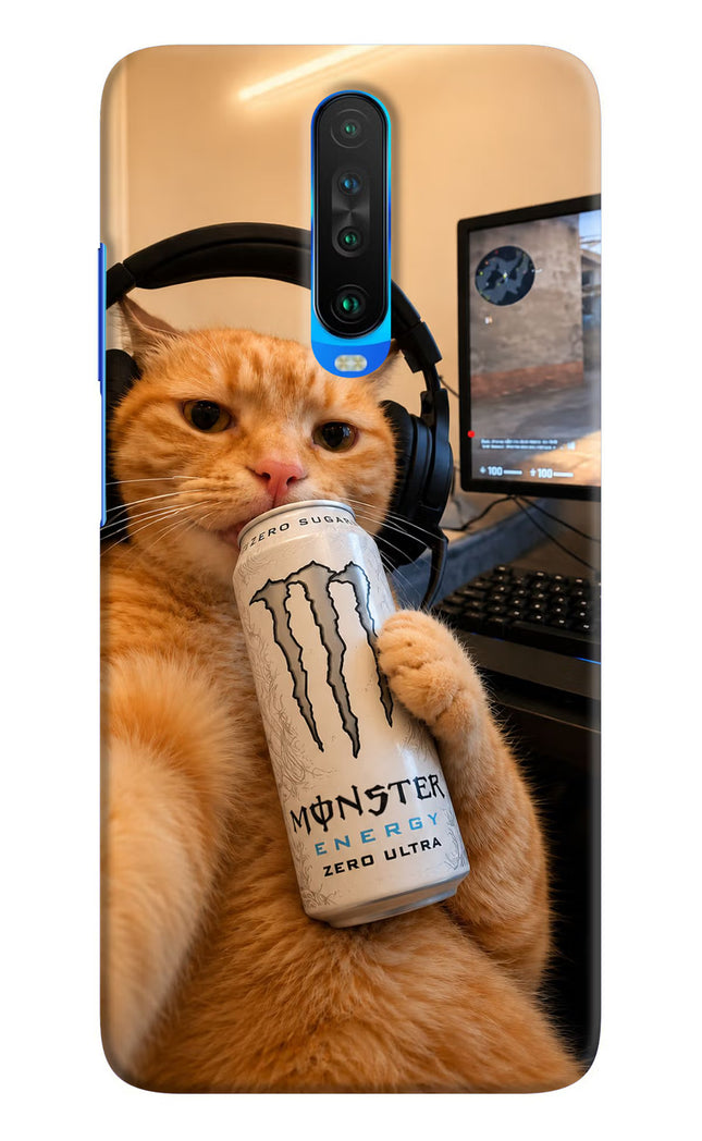 Gamer Cat Energy Poco X2 Hard Case Back Cover by Casekaro
