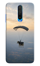 Skydiving Cow Poco X2 Hard Case Back Cover by Casekaro