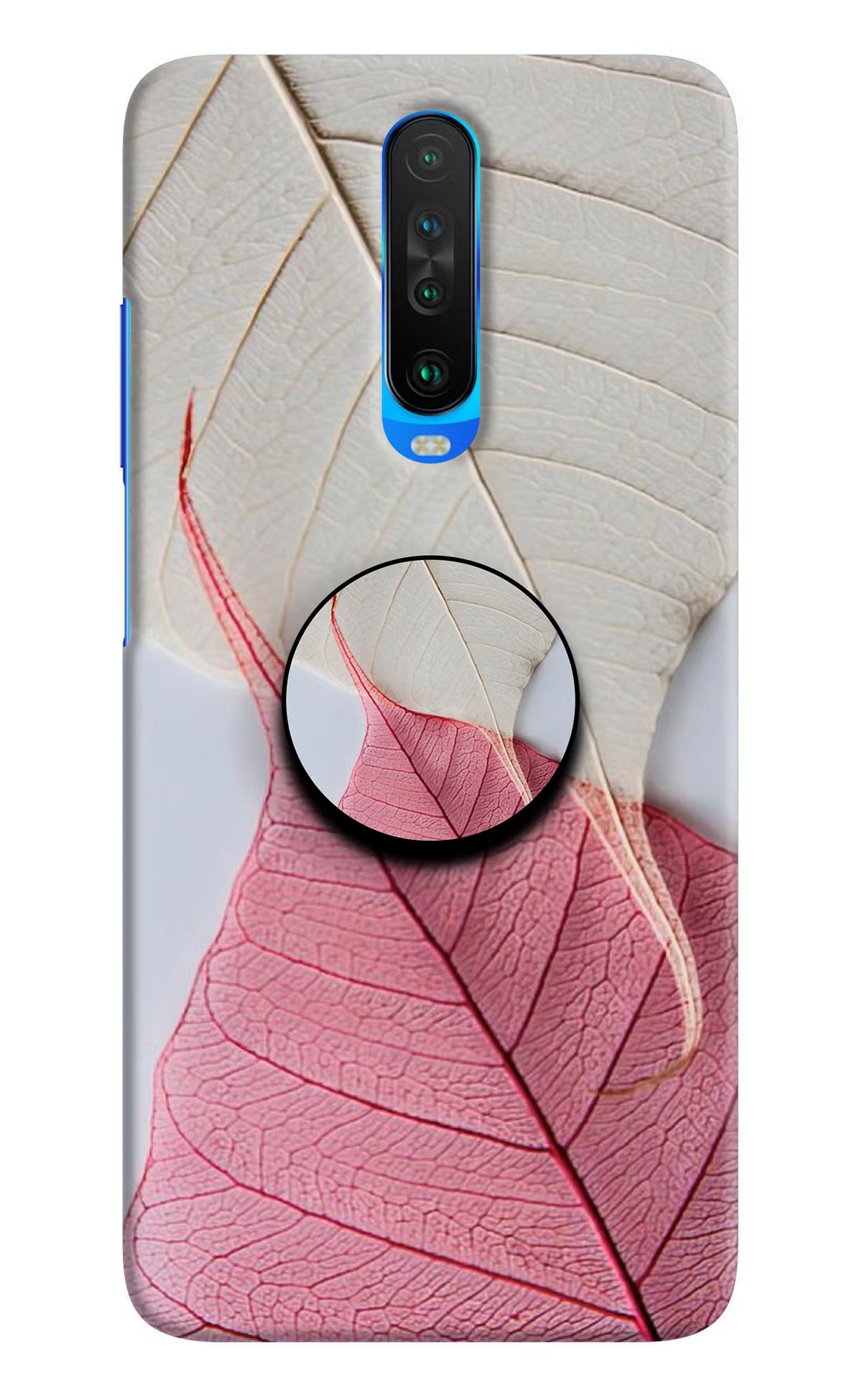 White Pink Leaf Poco X2 Pop Case by Casekaro