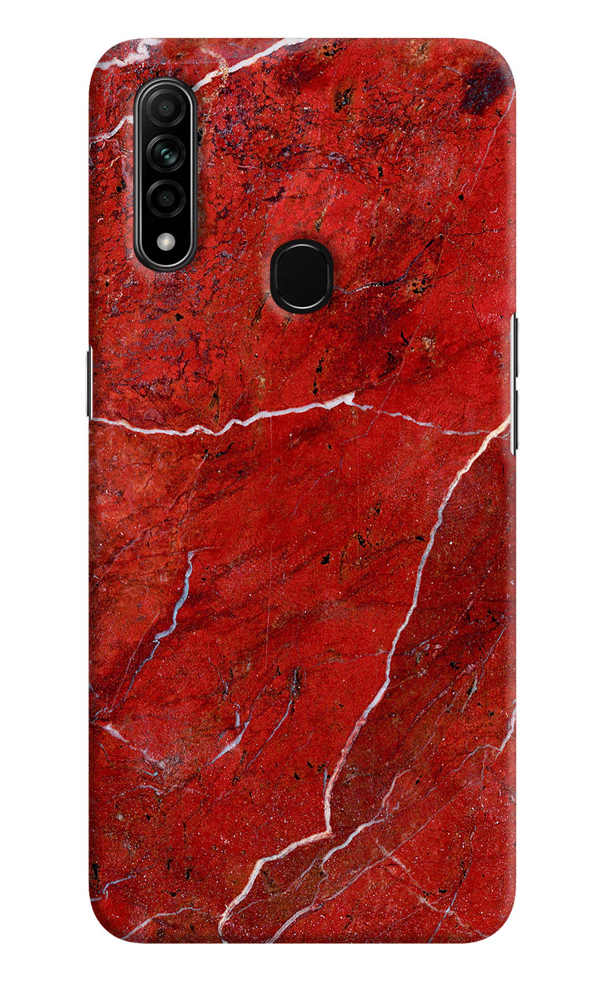 Red Marble Design Oppo A31 Hard Case Back Cover by Casekaro