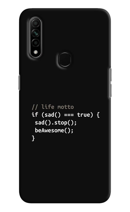 Life Motto Code Oppo A31 Hard Case Back Cover by Casekaro