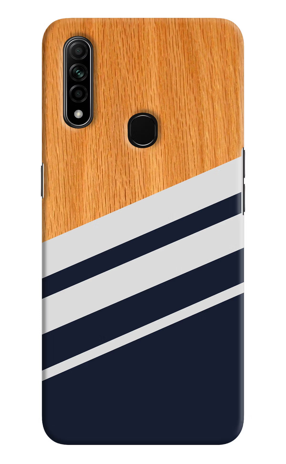 Blue and white wooden Oppo A31 Hard Case Back Cover by Casekaro