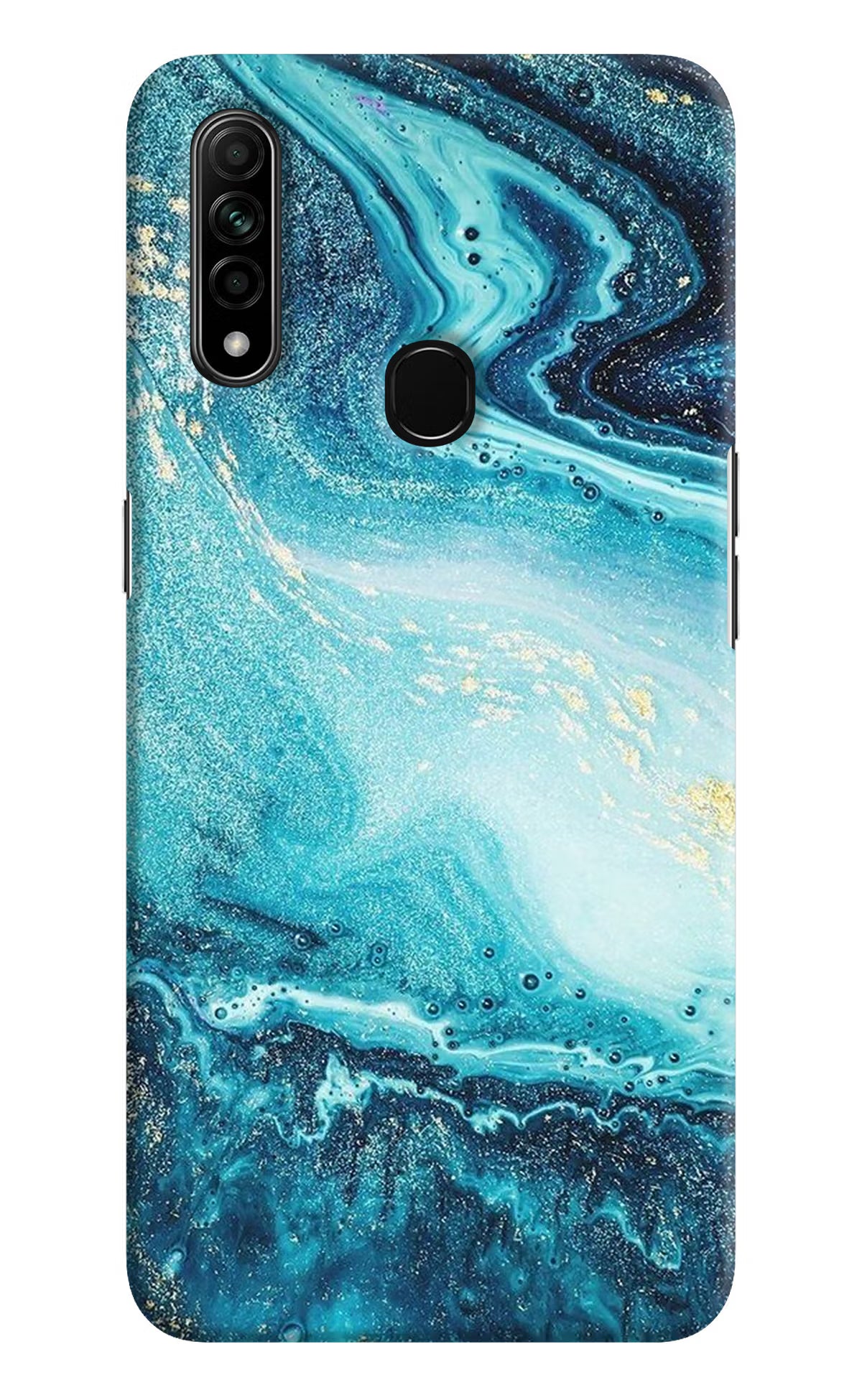 Blue Glitter Marble Oppo A31 Hard Case Back Cover by Casekaro
