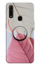 White Pink Leaf Oppo A31 Pop Case by Casekaro