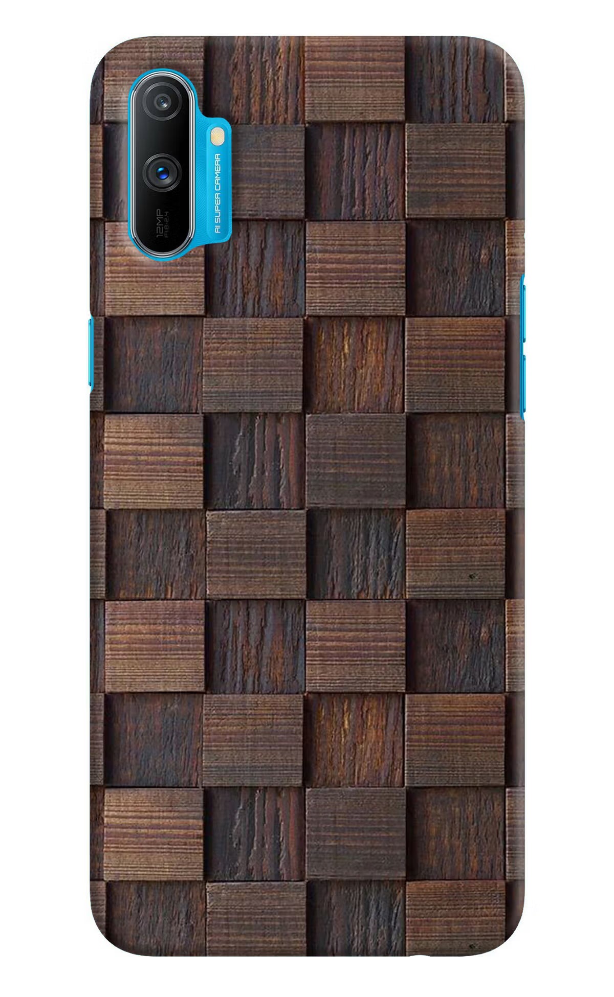 Wooden Cube Design Realme C3 Hard Case Back Cover by Casekaro