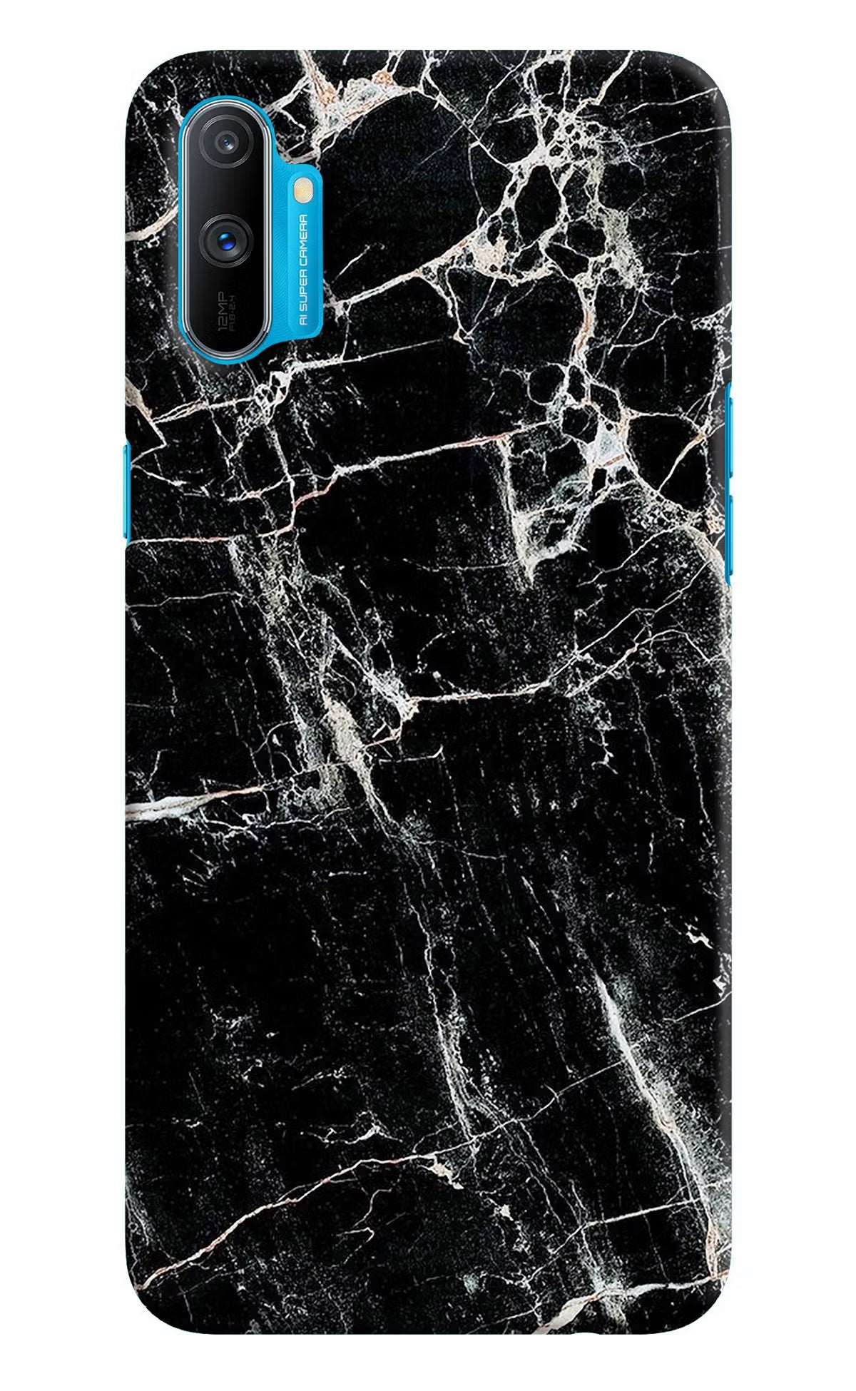Black Marble Texture Realme C3 Hard Case Back Cover by Casekaro