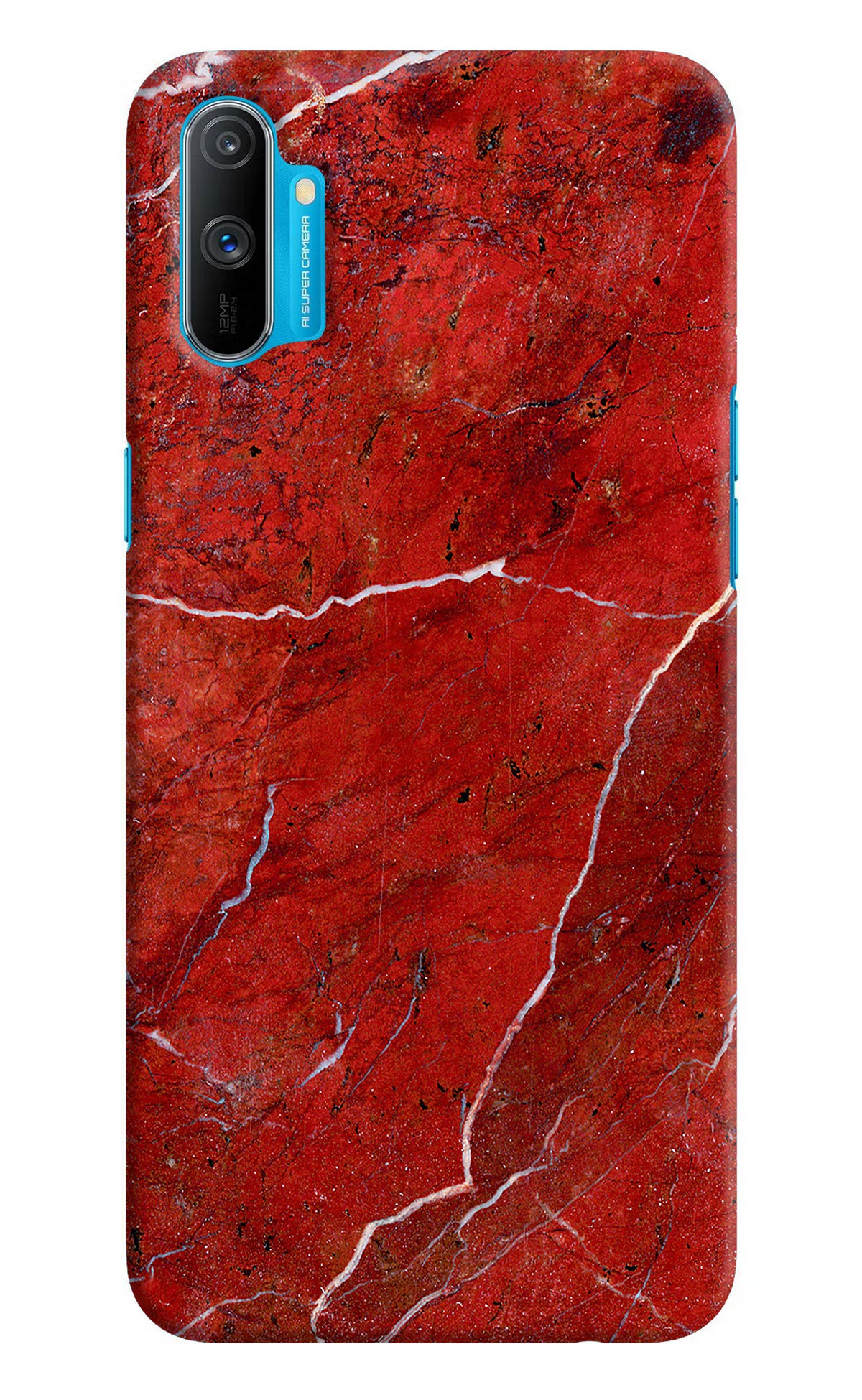 Red Marble Design Realme C3 Hard Case Back Cover by Casekaro