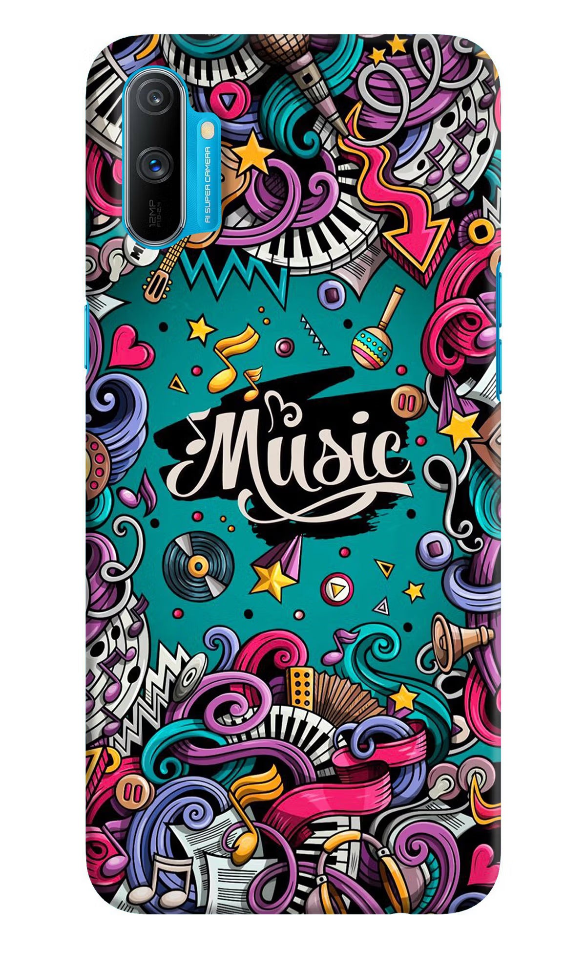 Music Graffiti Realme C3 Hard Case Back Cover by Casekaro