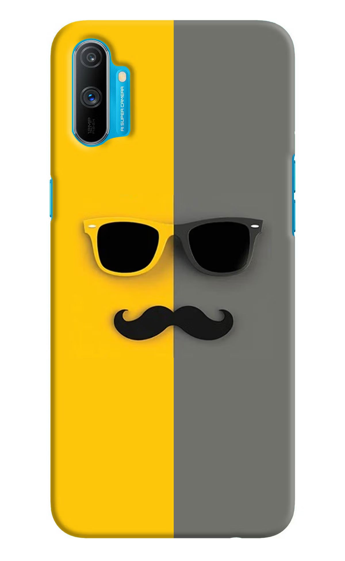 Sunglasses with Mustache Realme C3 Hard Case Back Cover by Casekaro
