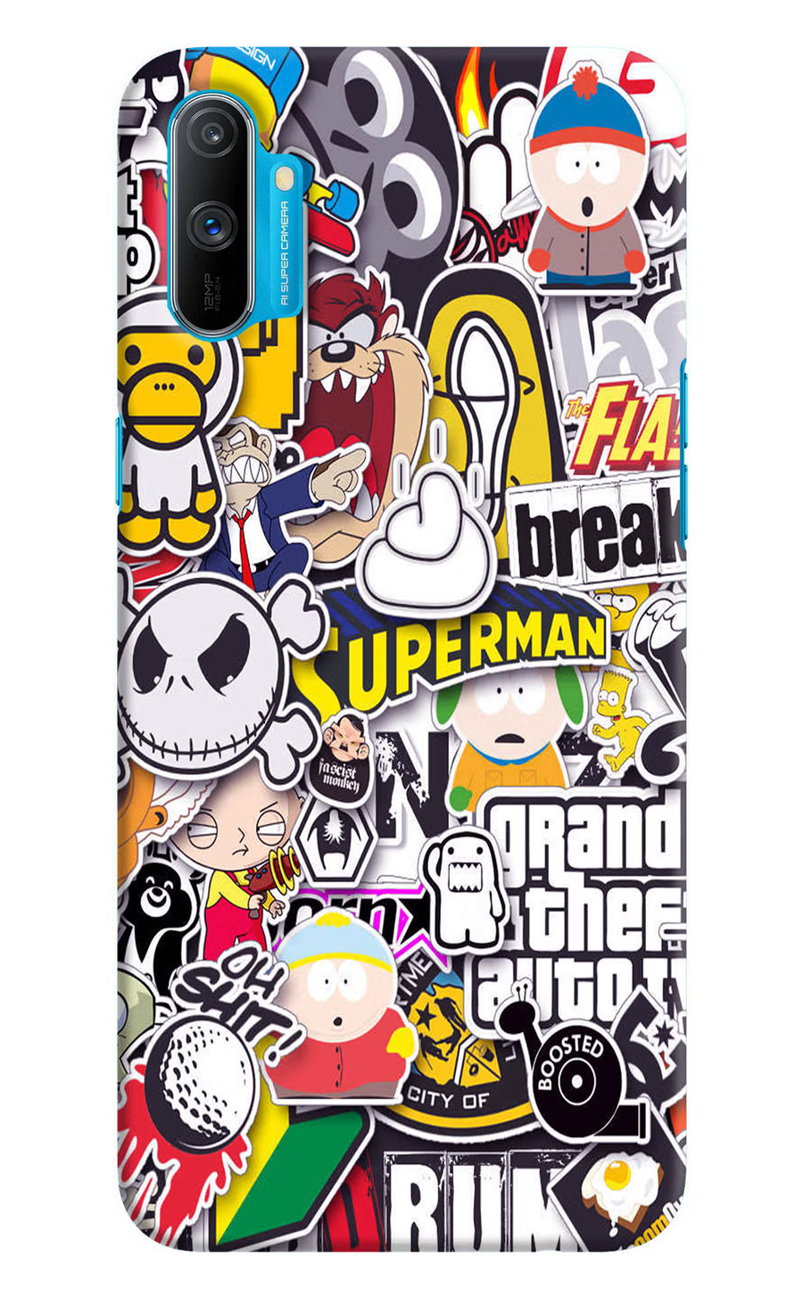 Sticker Bomb Realme C3 Back Cover, Hard case