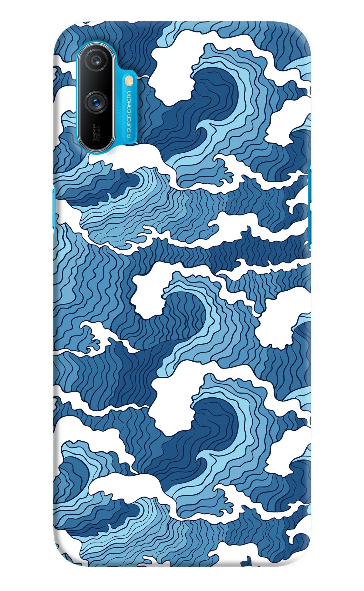 Blue Waves Realme C3 Hard Case Back Cover by Casekaro