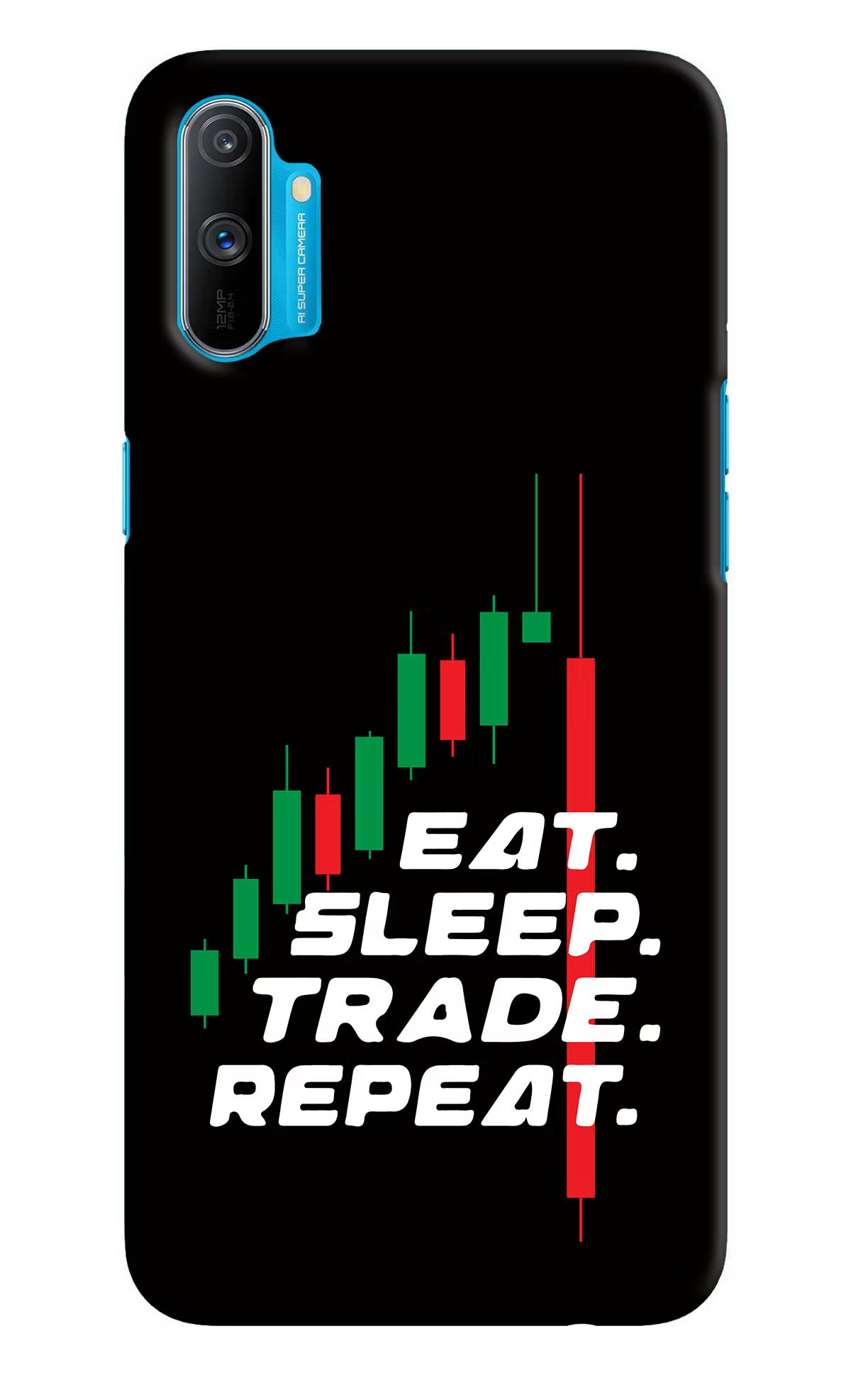 Eat Sleep Trade Repeat Realme C3 Hard Case Back Cover by Casekaro