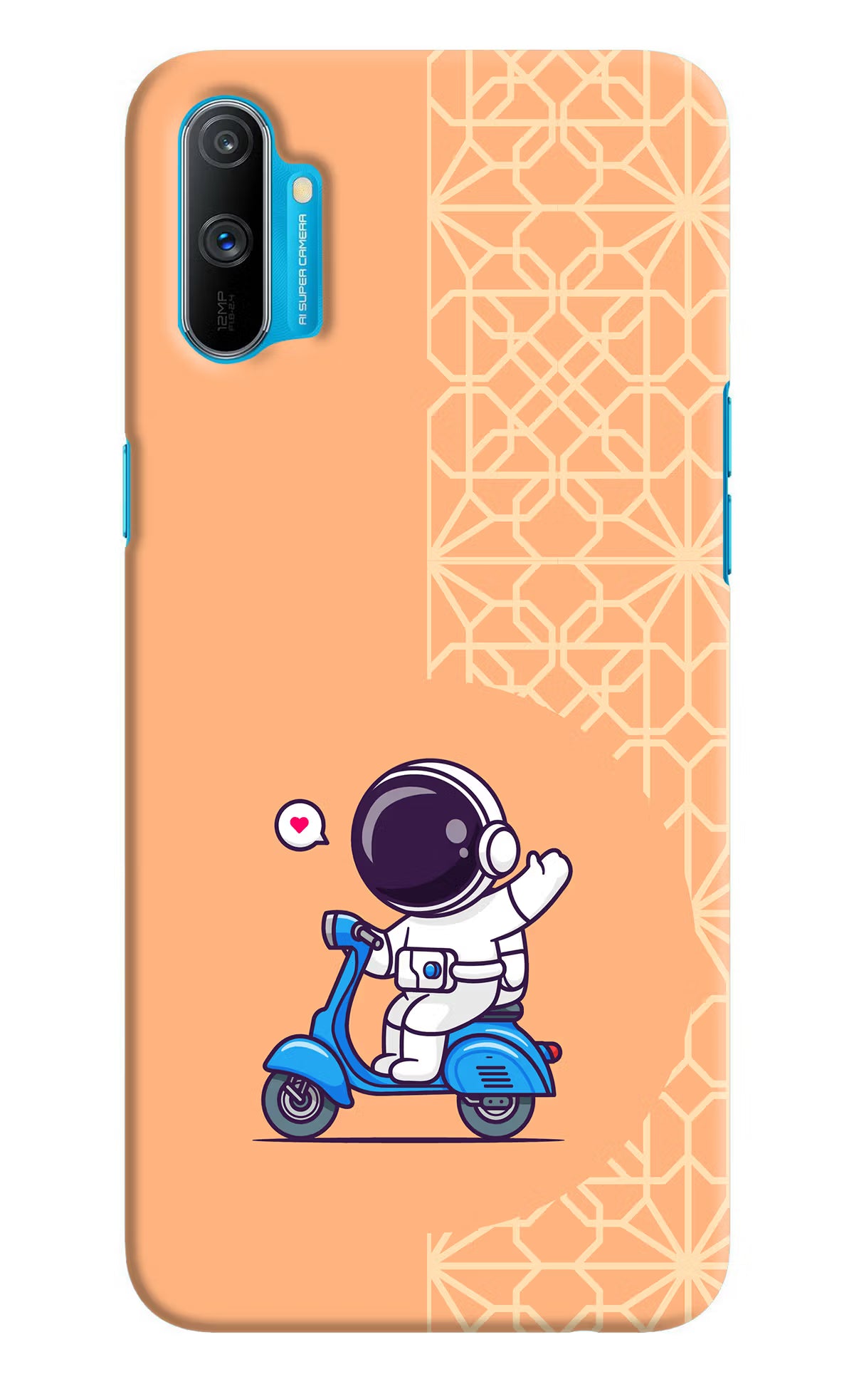Cute Astronaut Riding Realme C3 Hard Case Back Cover by Casekaro