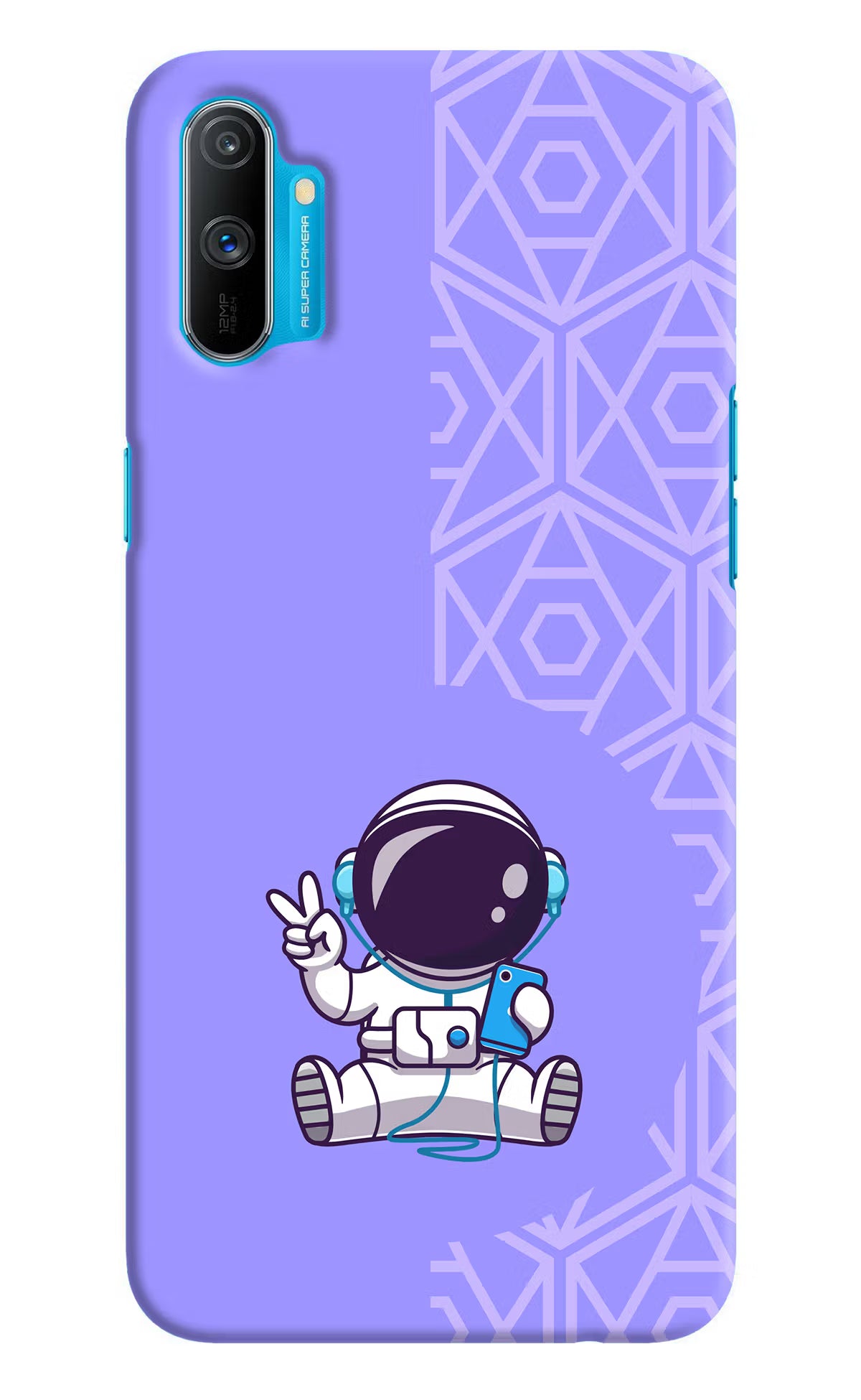Cute Astronaut Chilling Realme C3 Hard Case Back Cover by Casekaro