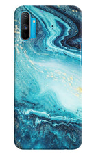 Blue Glitter Marble Realme C3 Hard Case Back Cover by Casekaro