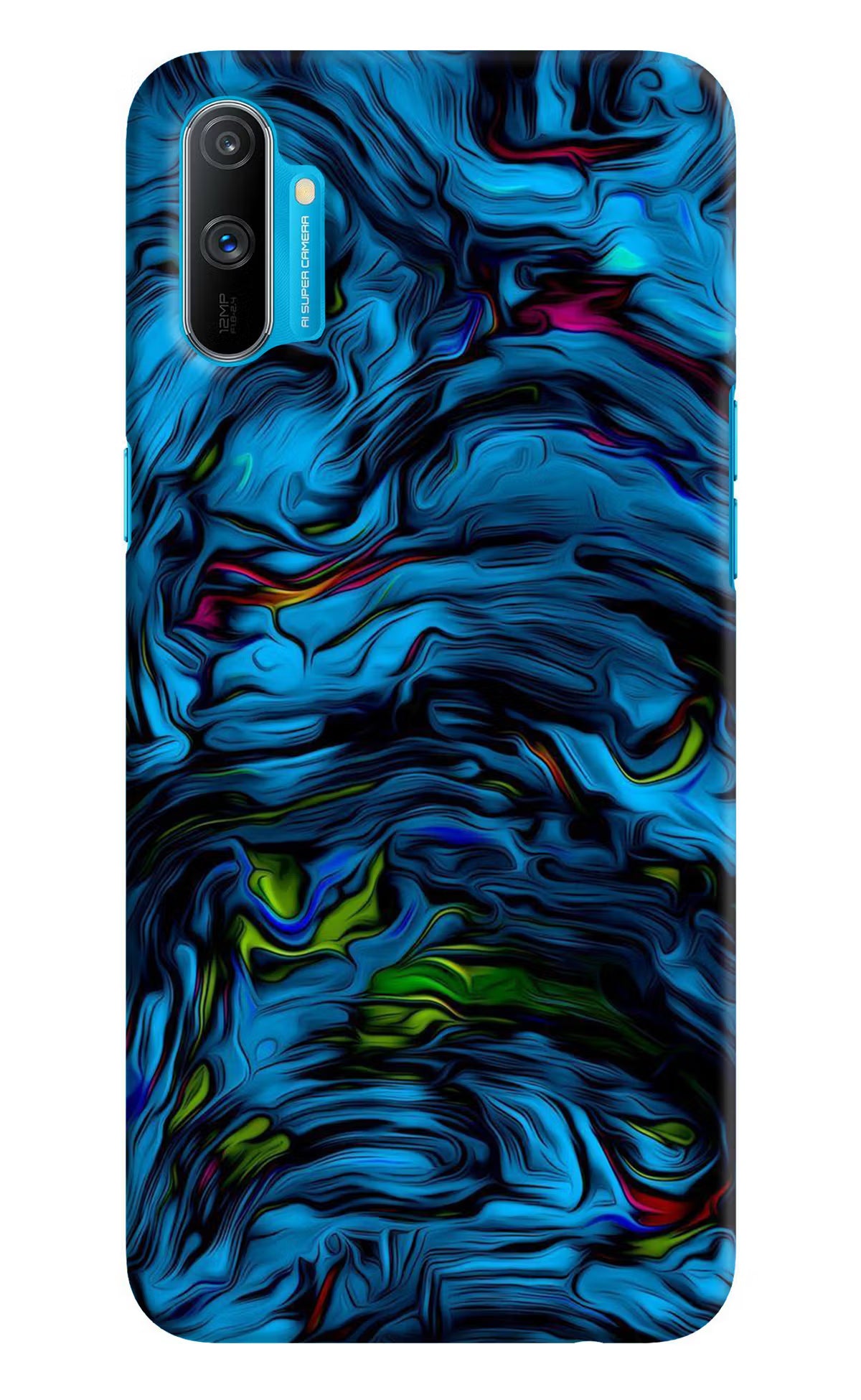 Dark Blue Abstract Realme C3 Hard Case Back Cover by Casekaro