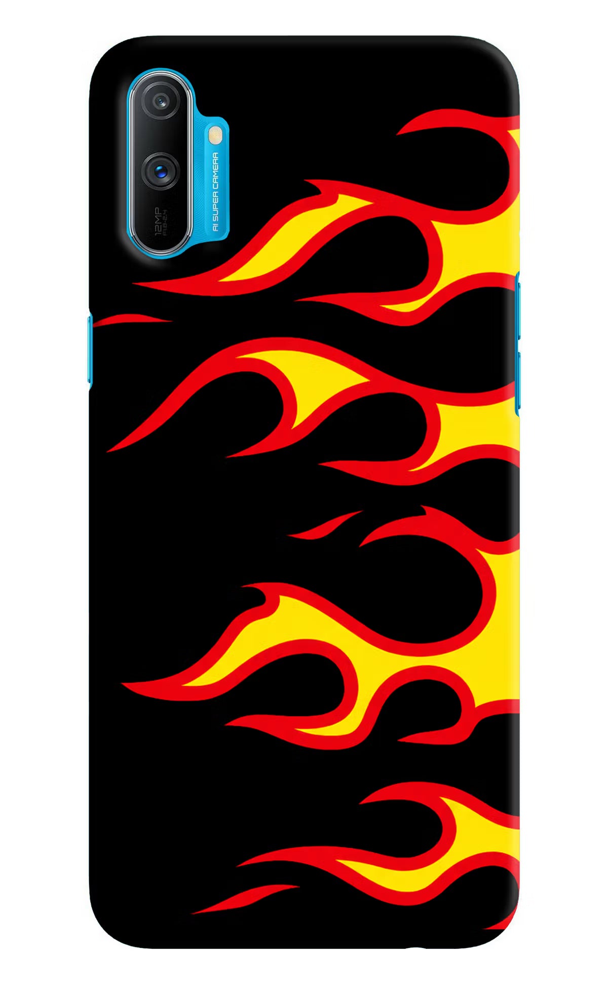 Side Sweep Flames Realme C3 Hard Case Back Cover by Casekaro