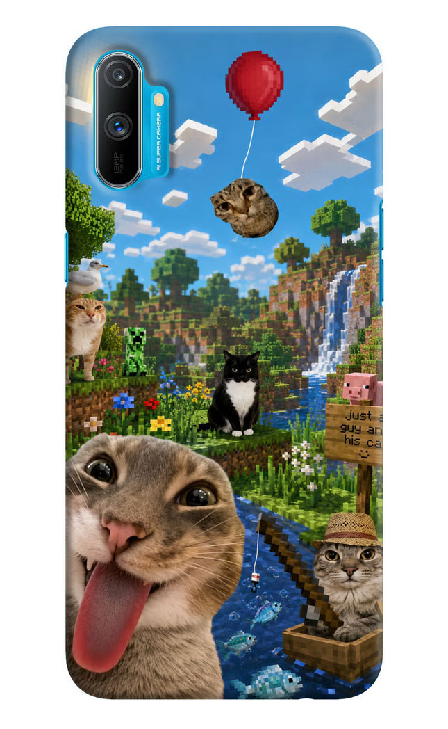 Minecraft Cat Chaos Realme C3 Hard Case Back Cover by Casekaro