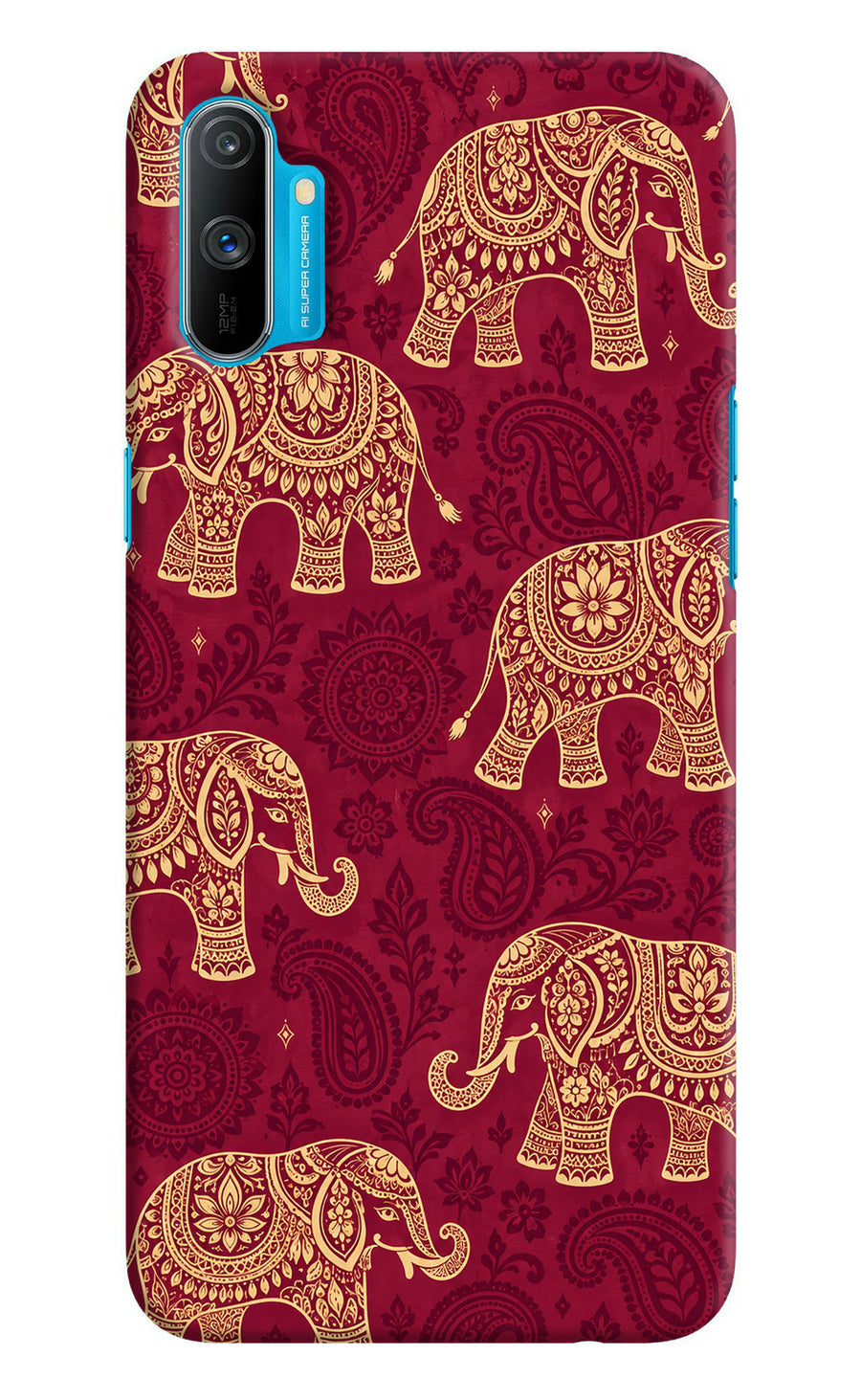 Maroon Elephant Realme C3 Back Cover, Hard case