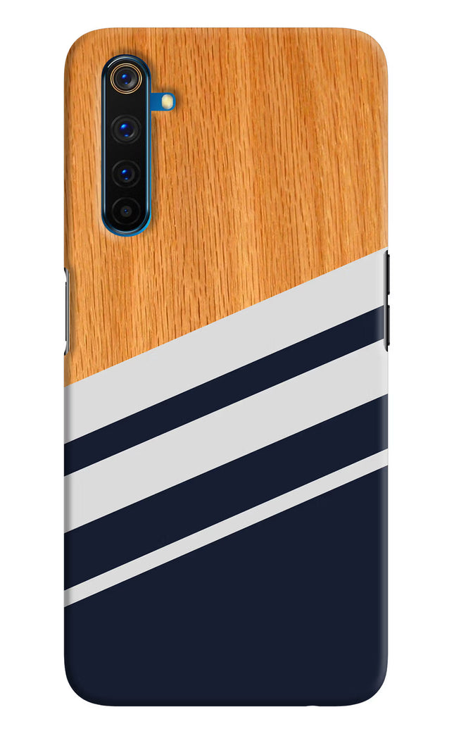 Blue and white wooden Realme 6 Pro Hard Case Back Cover by Casekaro