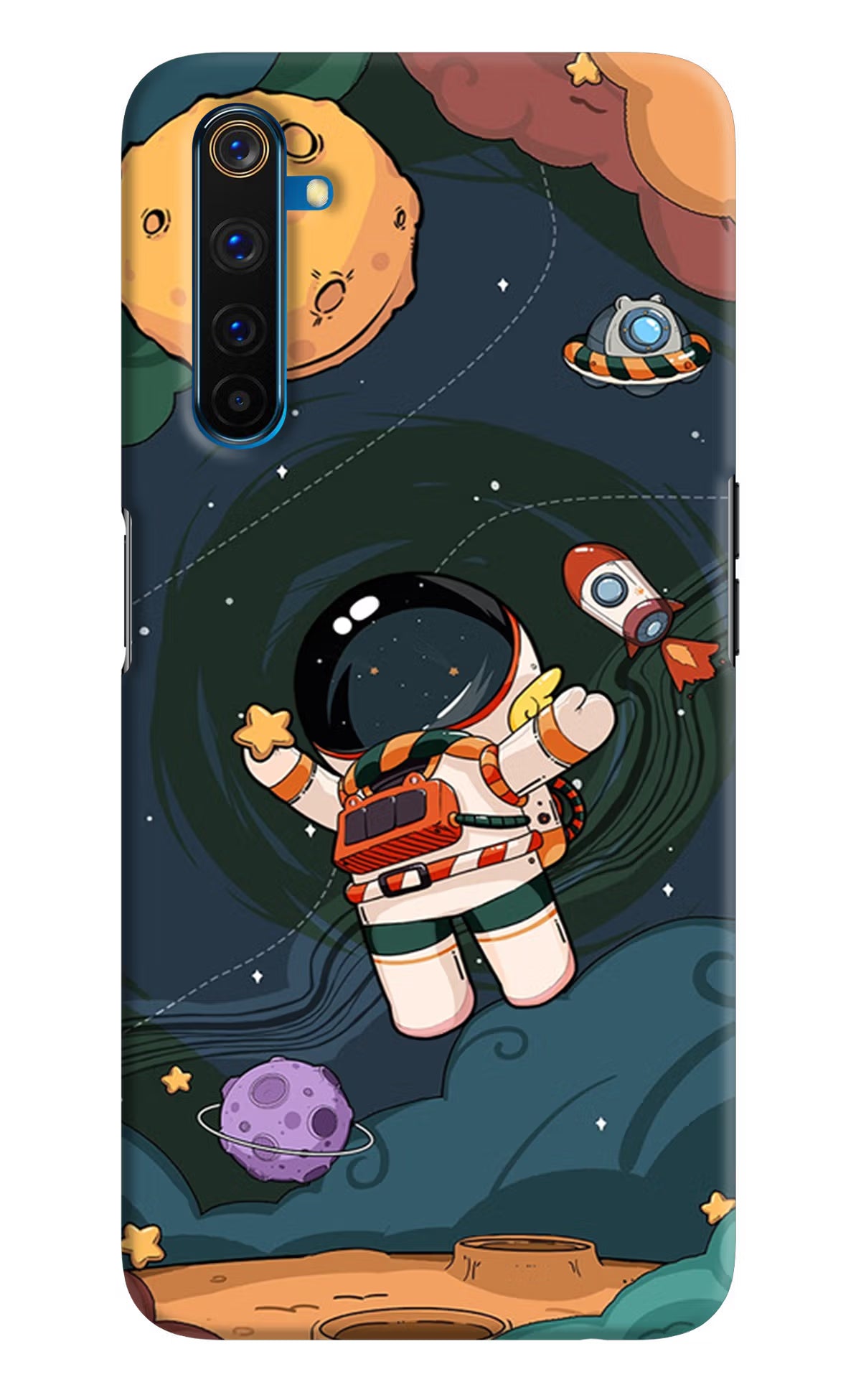 Cartoon Astronaut Realme 6 Pro Hard Case Back Cover by Casekaro