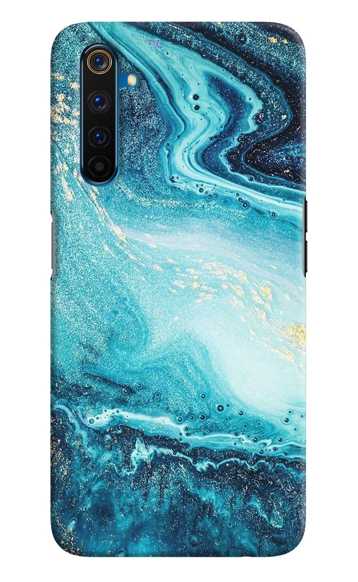 Blue Glitter Marble Realme 6 Pro Hard Case Back Cover by Casekaro