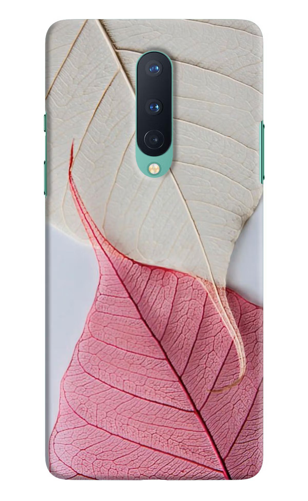White Pink Leaf Oneplus 8 Hard Case Back Cover by Casekaro