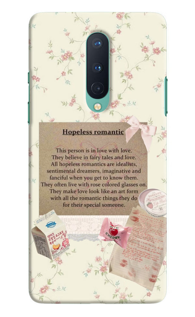 Hopeless Romantic Oneplus 8 Hard Case Back Cover by Casekaro