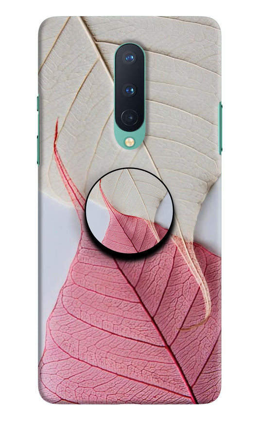 White Pink Leaf Oneplus 8 Pop Case by Casekaro