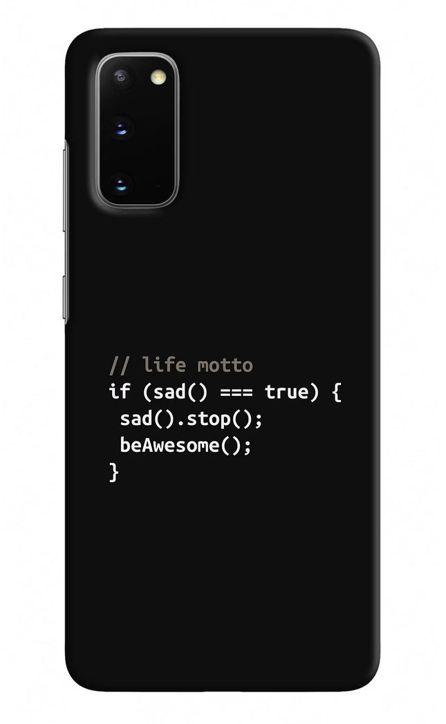 Life Motto Code Samsung S20 Hard Case Back Cover by Casekaro