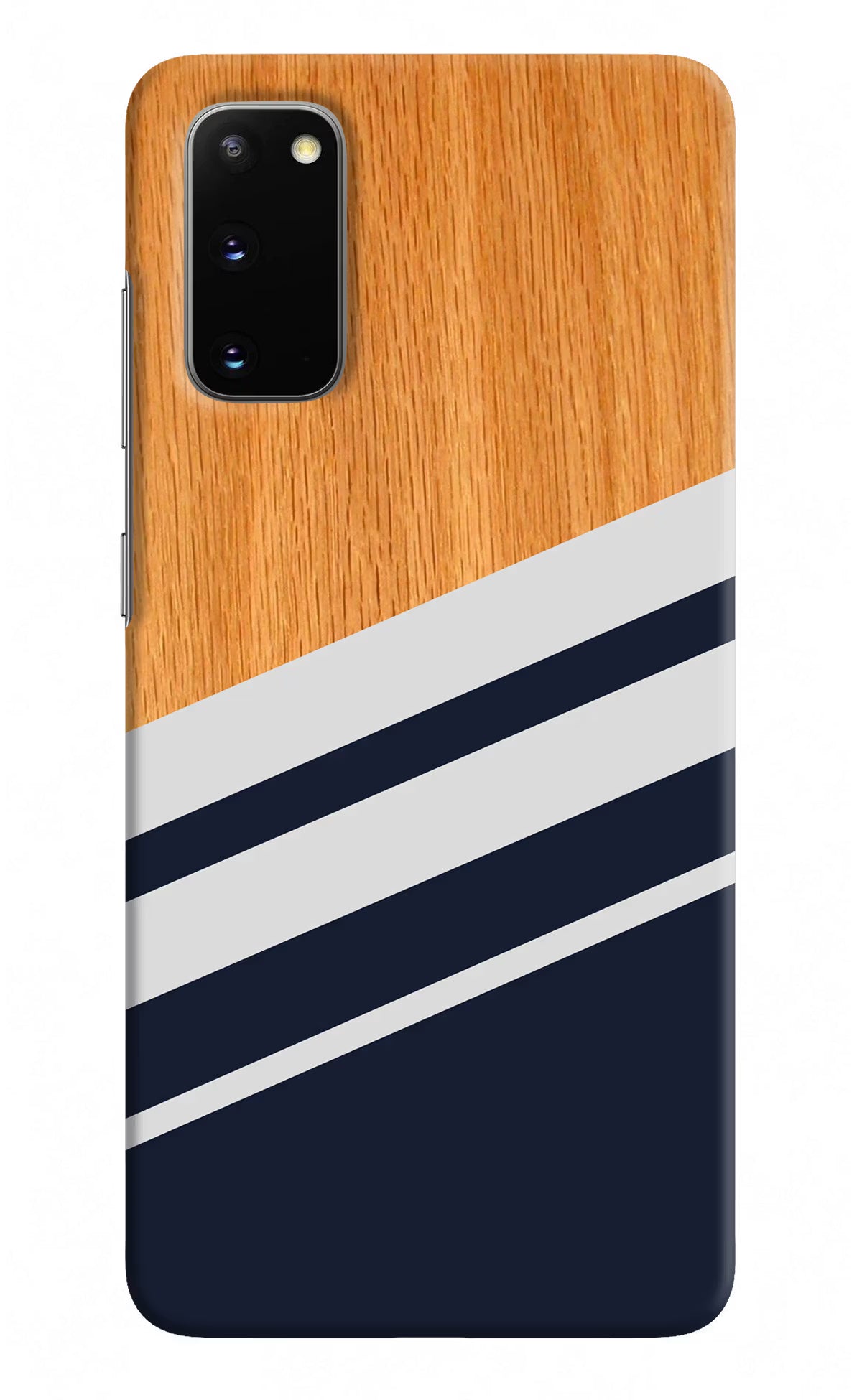 Blue and white wooden Samsung S20 Hard Case Back Cover by Casekaro