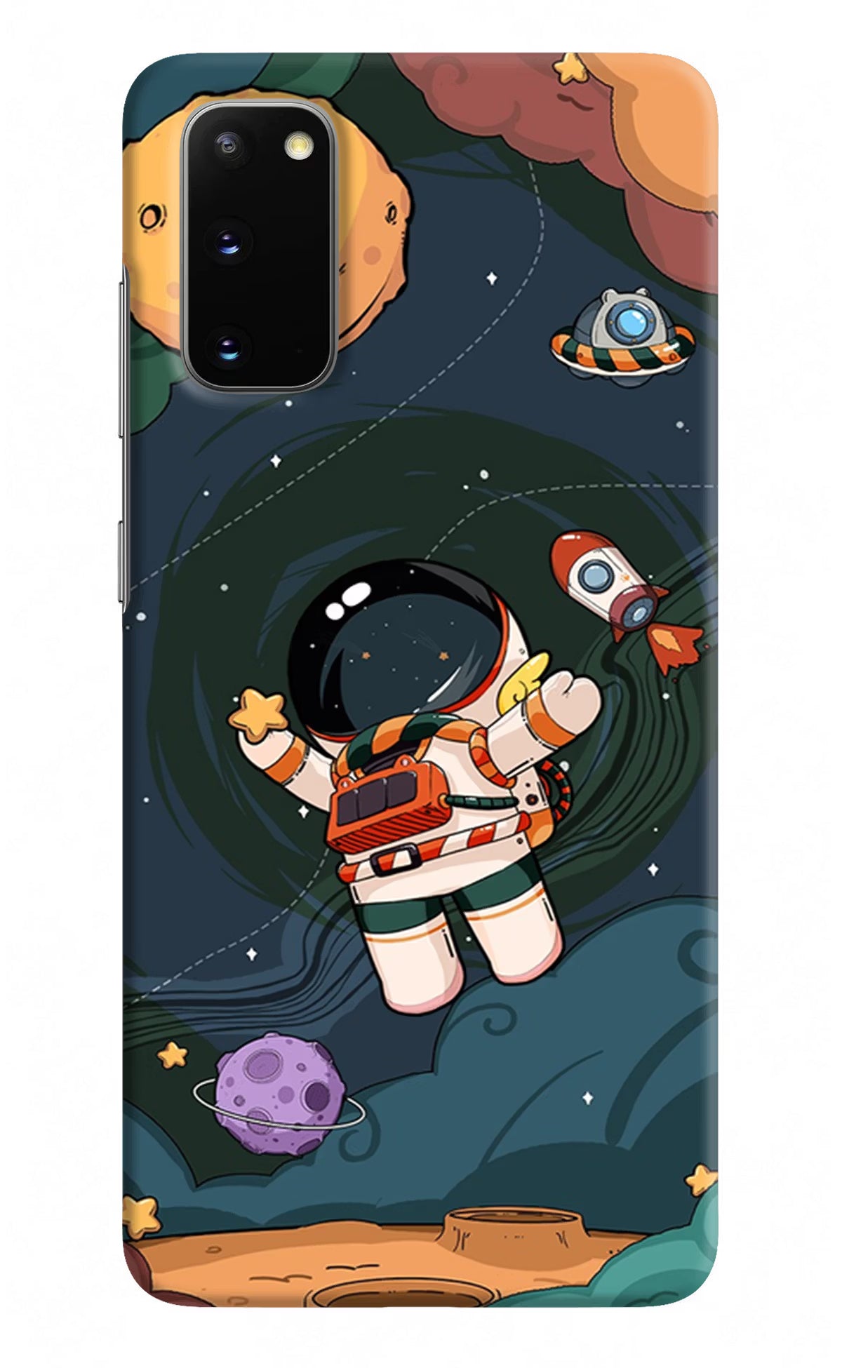 Cartoon Astronaut Samsung S20 Hard Case Back Cover by Casekaro