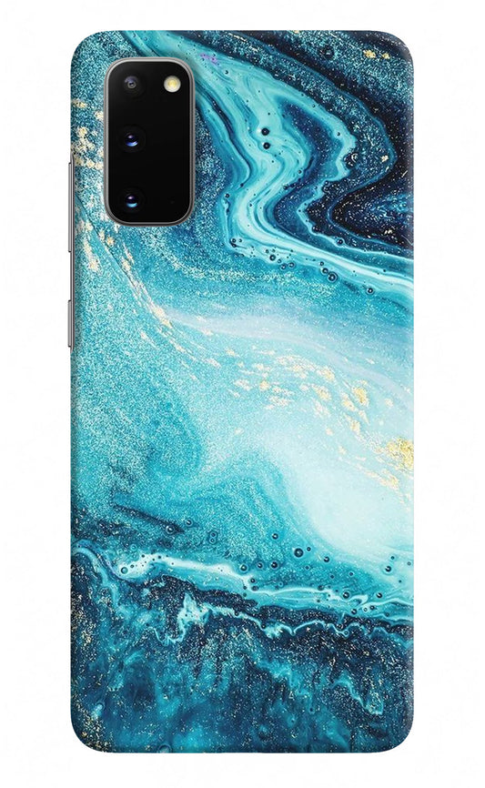 Blue Glitter Marble Samsung S20 Hard Case Back Cover by Casekaro
