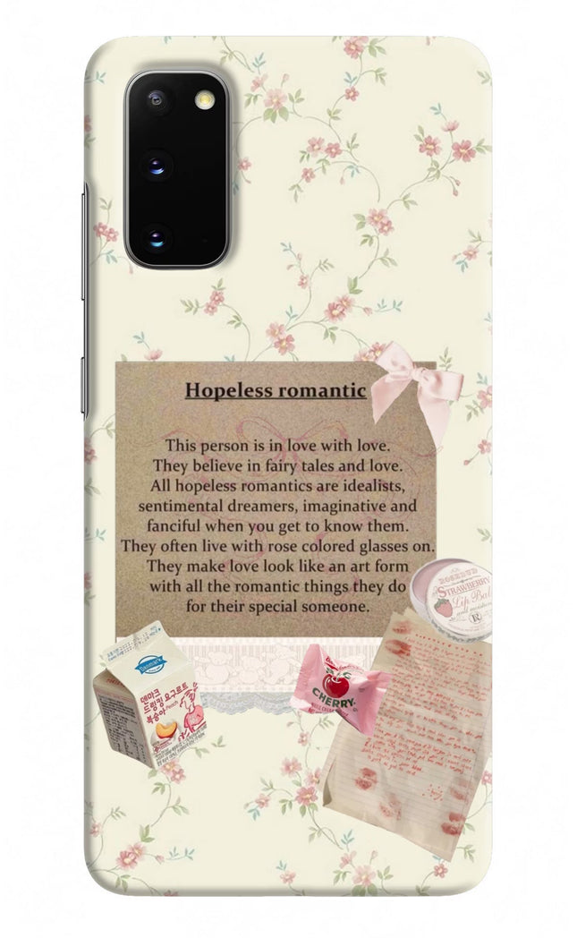 Hopeless Romantic Samsung S20 Hard Case Back Cover by Casekaro