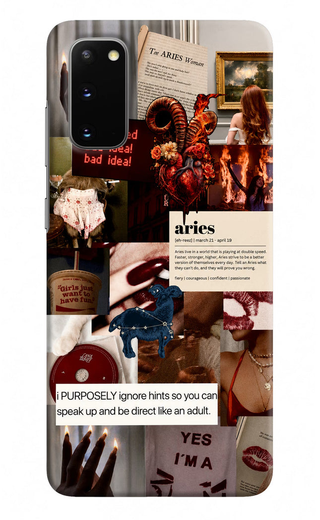 Zodiac Aries Samsung S20 Hard Case Back Cover by Casekaro