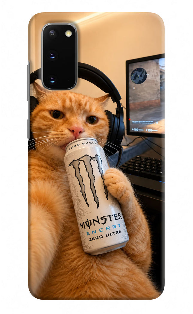 Gamer Cat Energy Samsung S20 Hard Case Back Cover by Casekaro