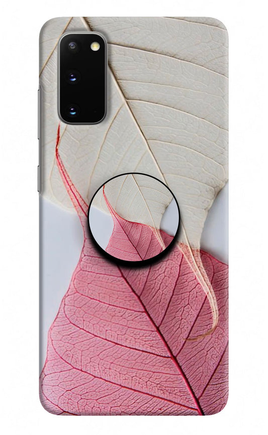 White Pink Leaf Samsung S20 Pop Case by Casekaro