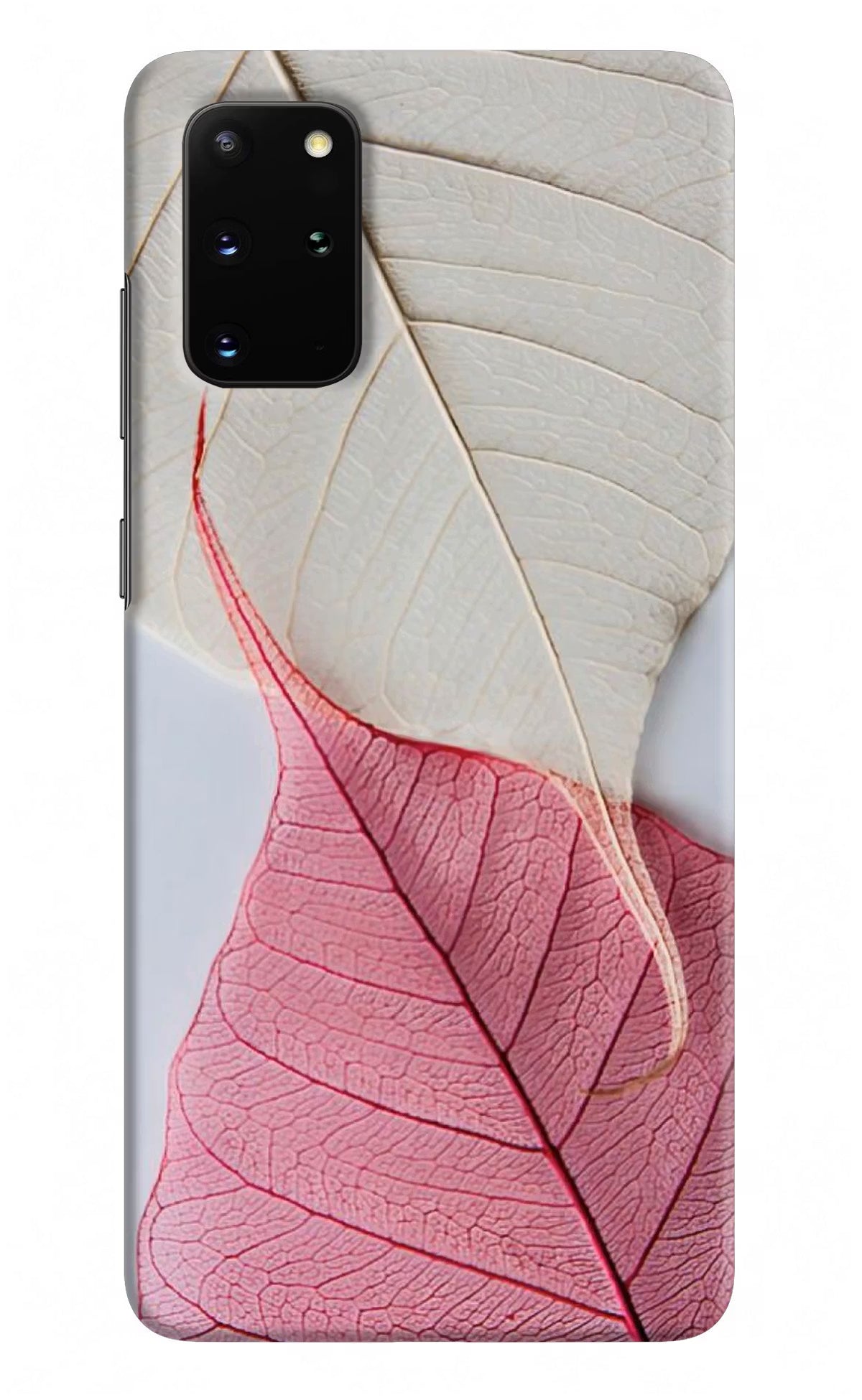 White Pink Leaf Samsung S20 Plus Hard Case Back Cover by Casekaro