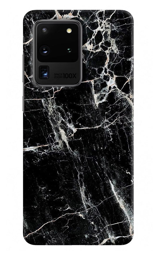 Black Marble Texture Samsung S20 Ultra Hard Case Back Cover by Casekaro