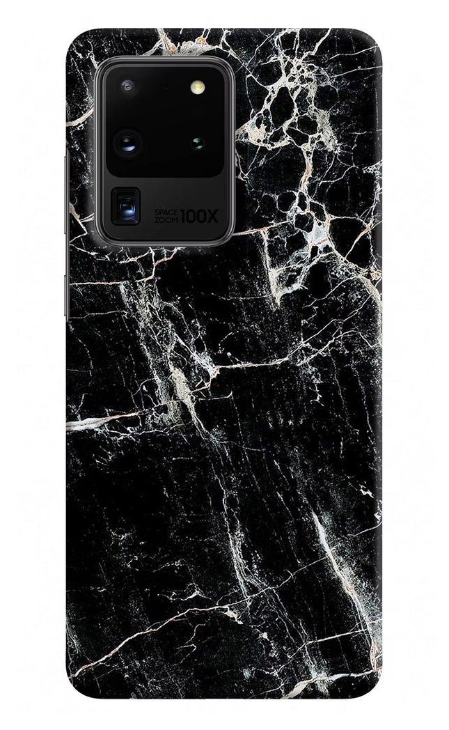 Black Marble Texture Samsung S20 Ultra Hard Case Back Cover by Casekaro