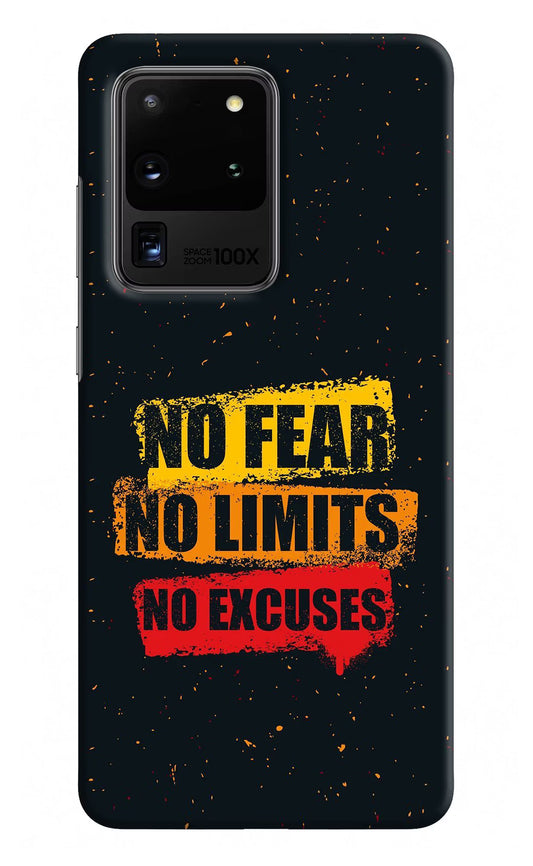 No Fear No Limits No Excuse Samsung S20 Ultra Hard Case Back Cover by Casekaro