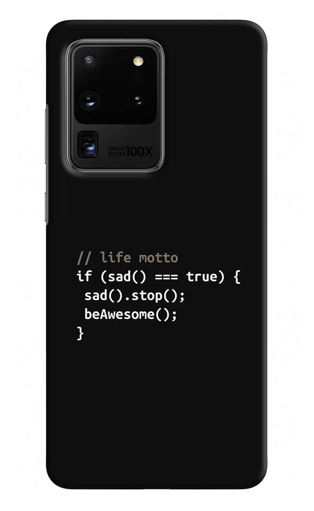 Life Motto Code Samsung S20 Ultra Hard Case Back Cover by Casekaro