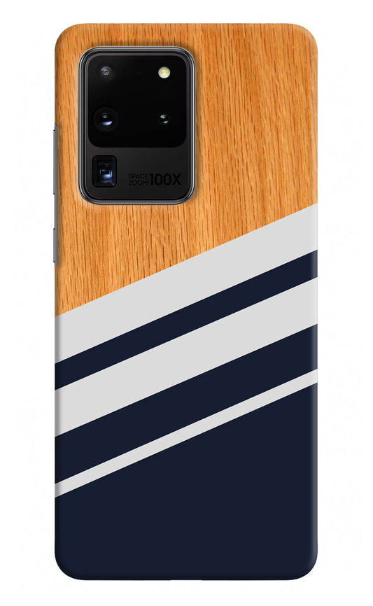 Blue and white wooden Samsung S20 Ultra Hard Case Back Cover by Casekaro