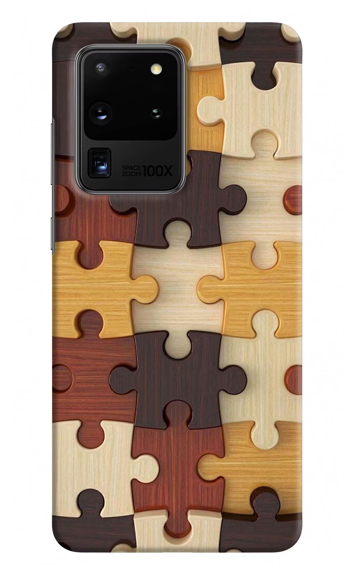 Wooden Puzzle Samsung S20 Ultra Hard Case Back Cover by Casekaro